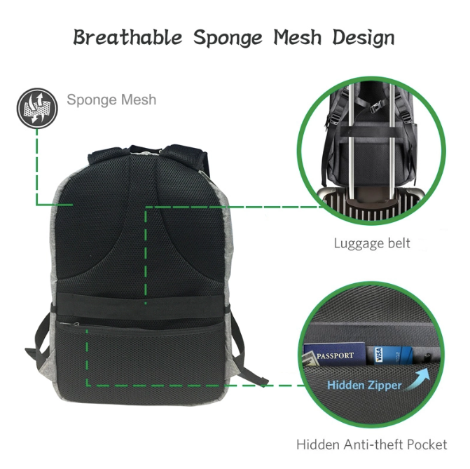 حقيبة ظهر مع شاحن بالطاقة الشمسية