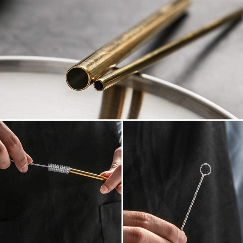 طقم مصاص معدني ٣ قطع - ذهبي