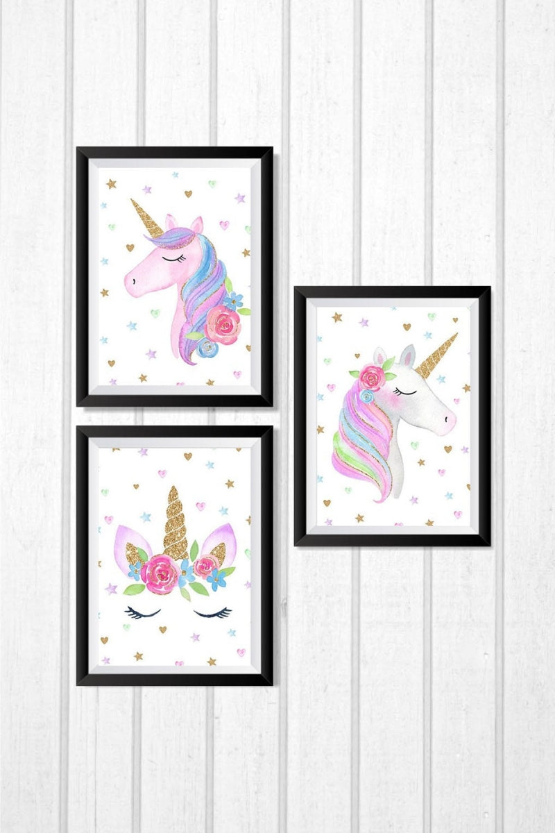 لوحة يونيكورن لغرف الأطفال - ٣ قطع