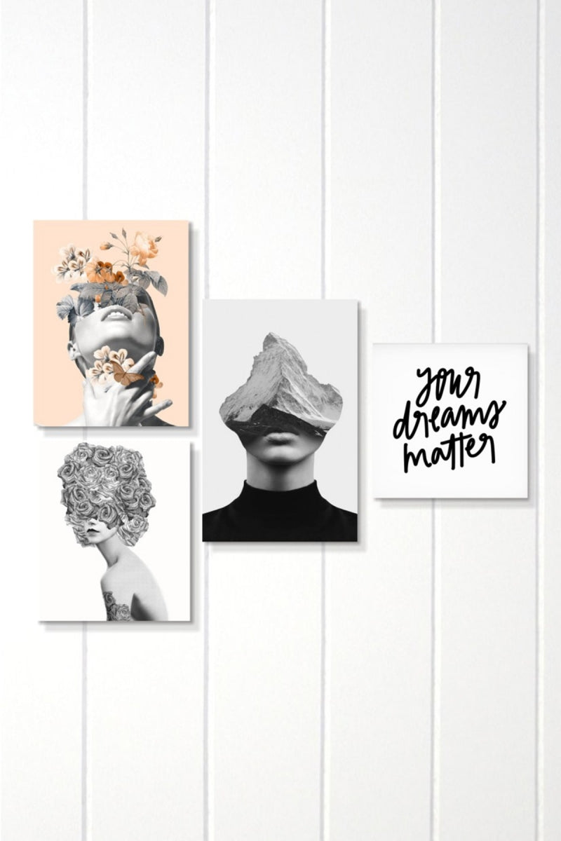 مجموعة لوحات مطبوعة - ٤ قطع