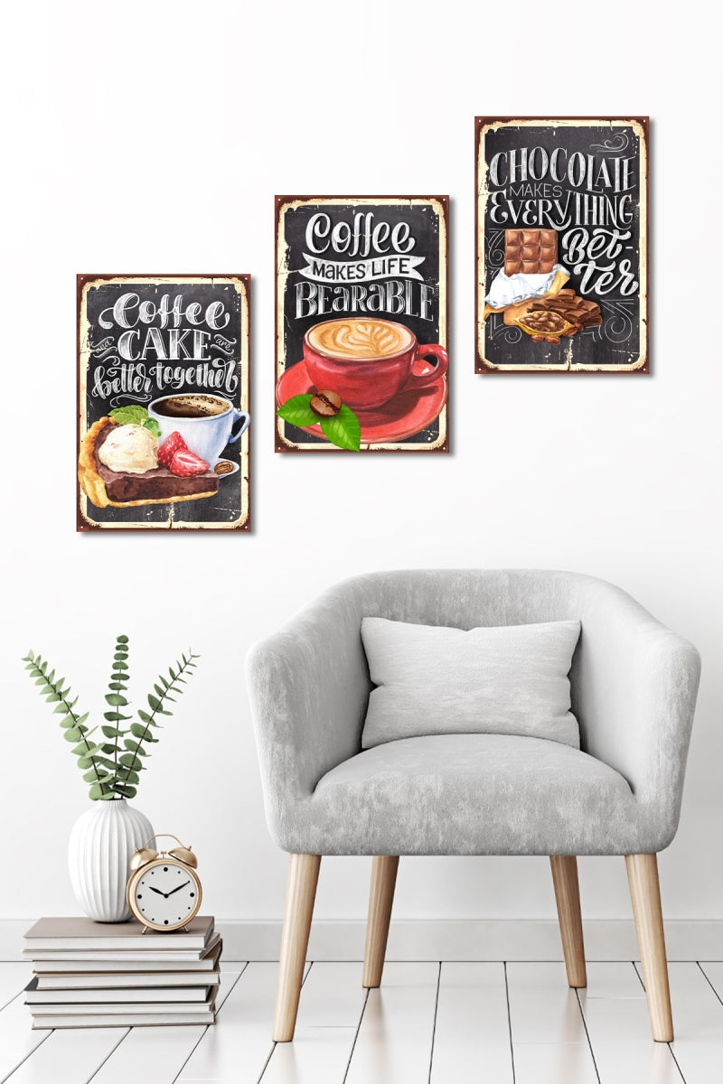 مجموعة ٣ لوحات لـ ركن القهوة