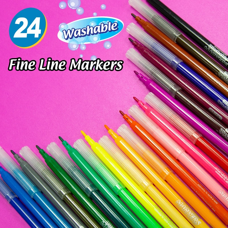 طقم أقلام مائية رفيعة - ٢٤ لون
