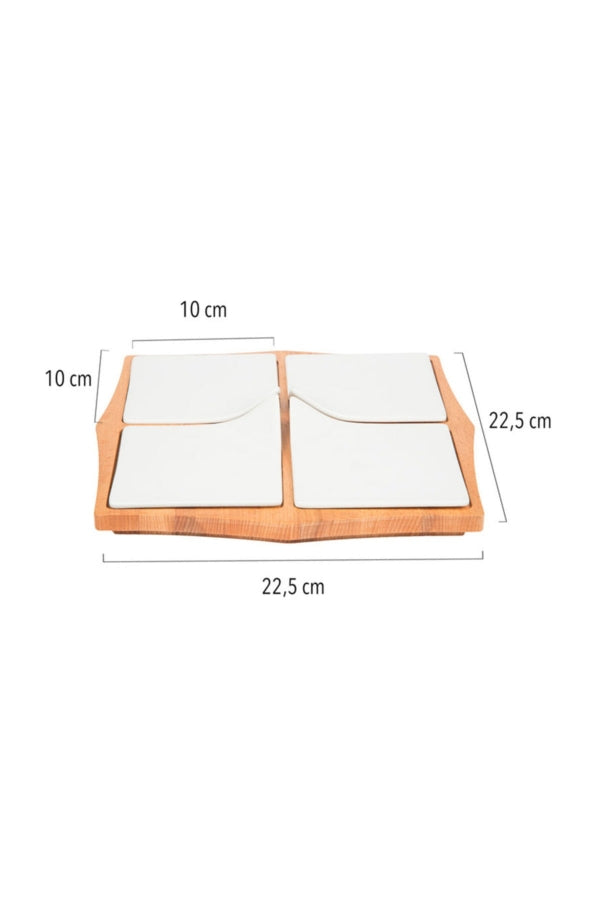 طقم افطار من الخشب والبورسلان