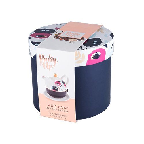 طقم شاي لشخص واحد بتصميم الورود باللون الأبيض