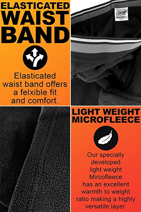 بنطلون حراري رجالي مايكرو فليس- أسود