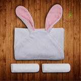 منشفة للأطفال: الأرنب - أبيض ووردي