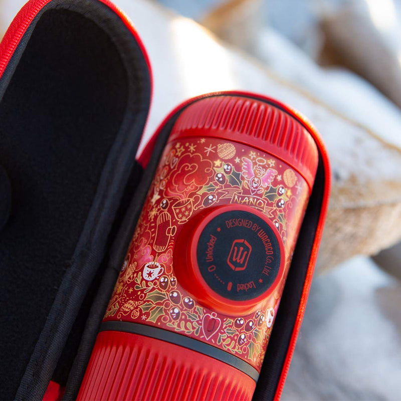 أداة تحضير القهوة : نانو بريسو المرسومة - أحمر