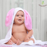 منشفة للأطفال: الأرنب - أبيض ووردي